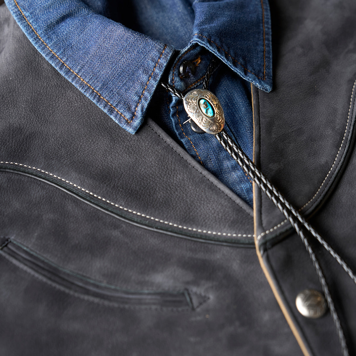 No.10 Braided Leather & Silver Bolo Tie