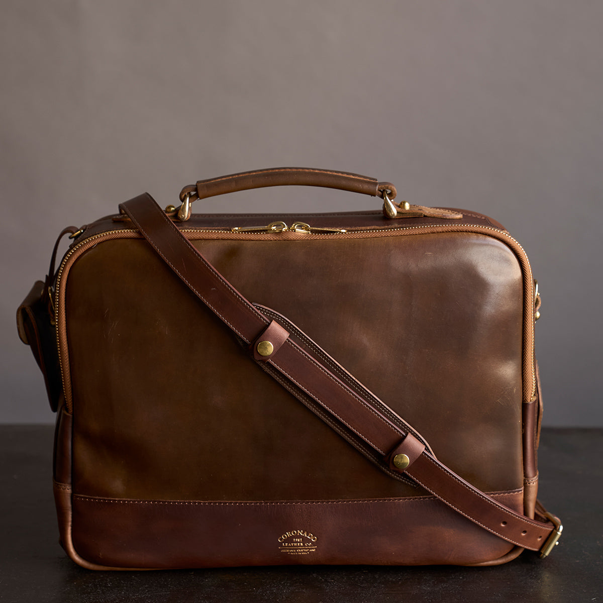 No.541 Chicago Shell Briefcase | Horween® Dark Cognac x3