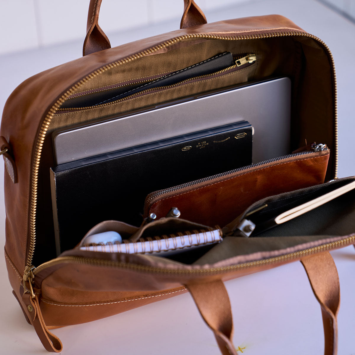 No.545 SD Briefcase | Horween® Indigo & Tan