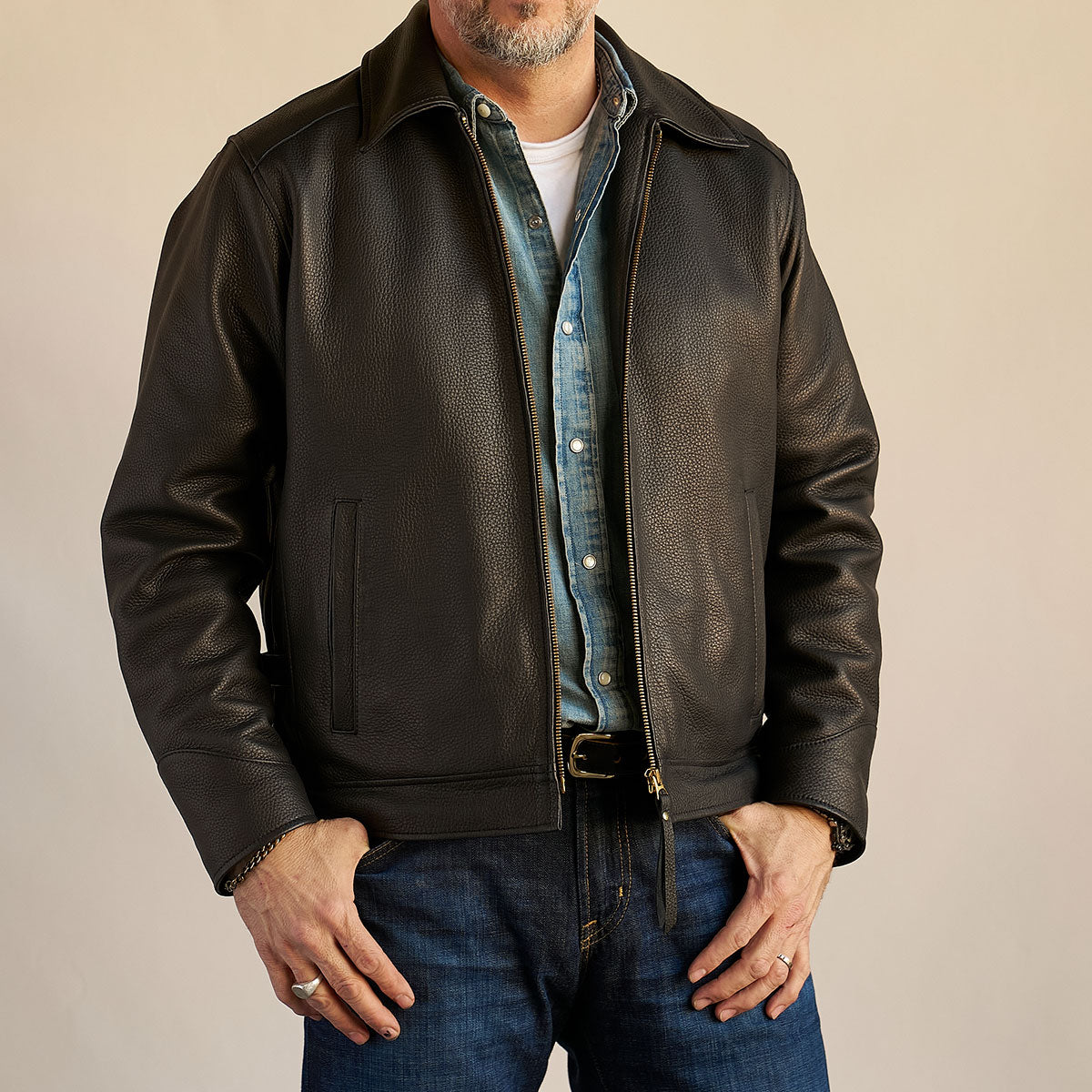 No.320 Garrison Jacket | Italian Deerskin Black