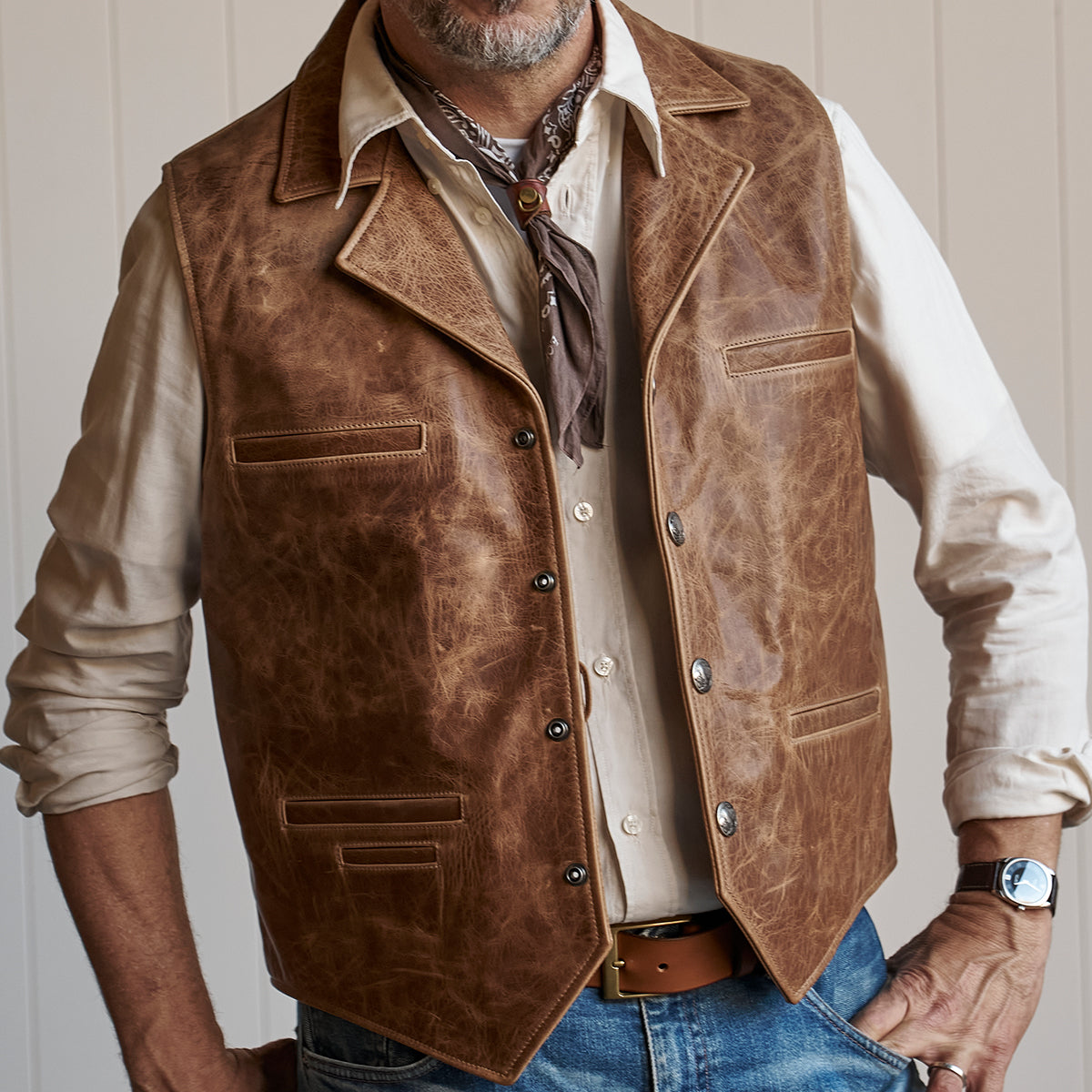 No.831 Bandana & Leather Keeper | Stone-Washed