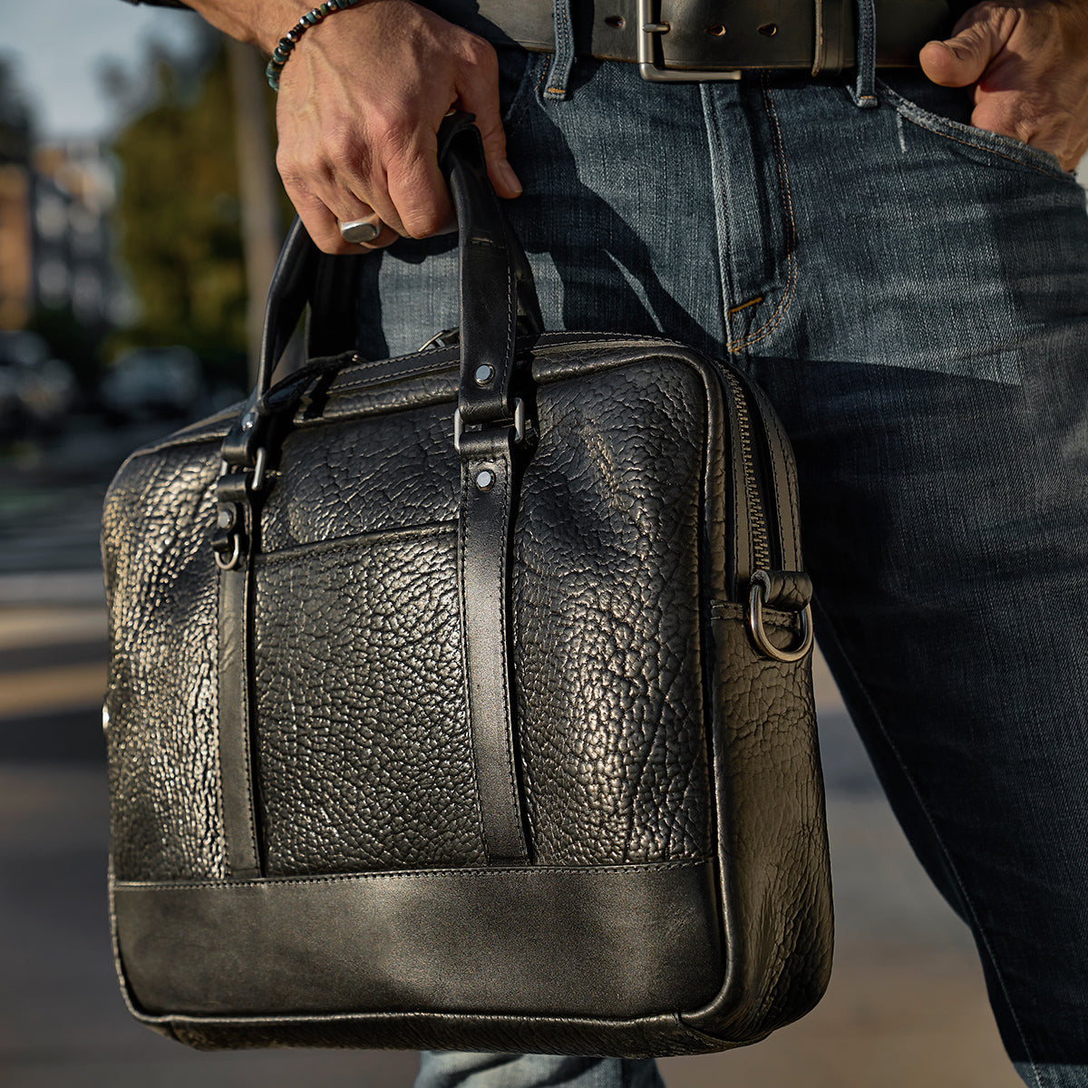 No.551 Bison Slim Briefcase | Black