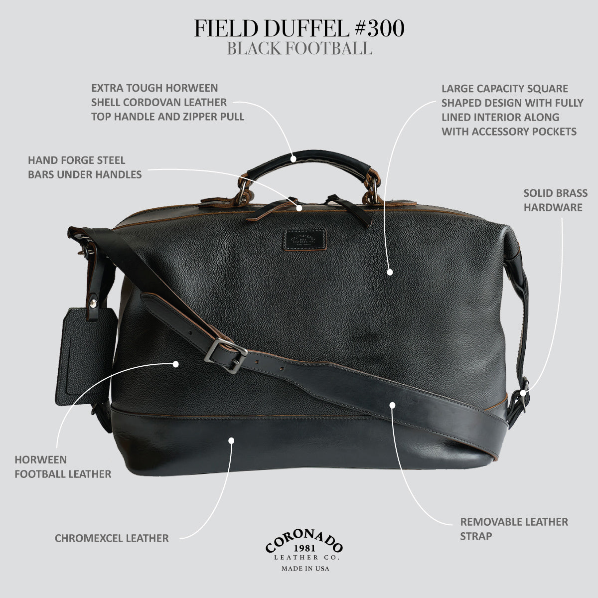 No.300 Field Duffel Horween Football Black | LE x5 Made