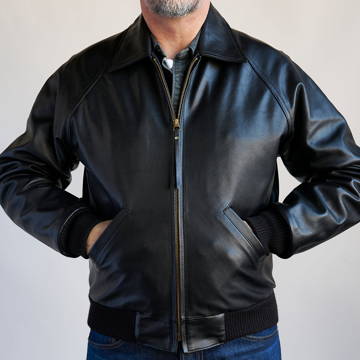 No.410 Raglan Jacket | LE Vintage Horsehide Blk/Gray