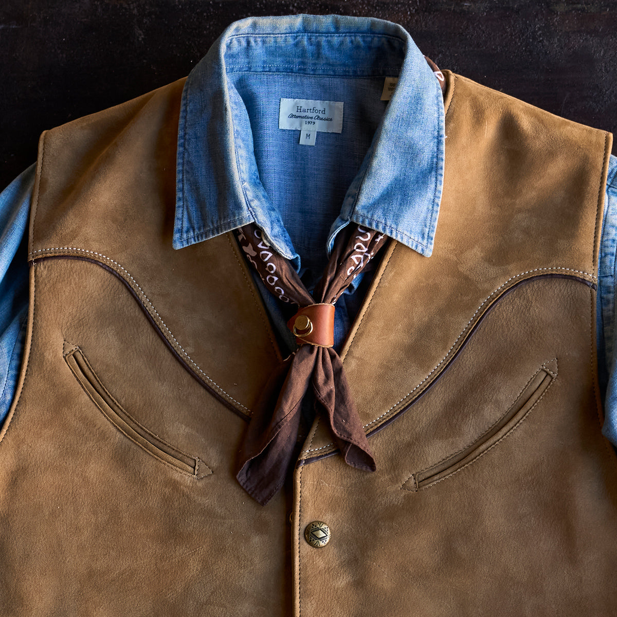No.831 Bandana & Leather Keeper | Stone-Washed