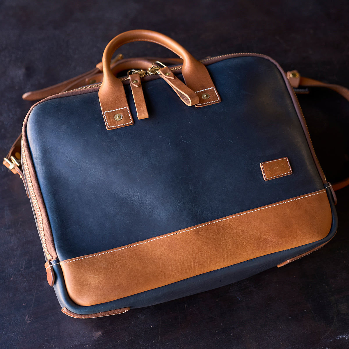 No.545 SD Briefcase | Horween® Indigo & Tan