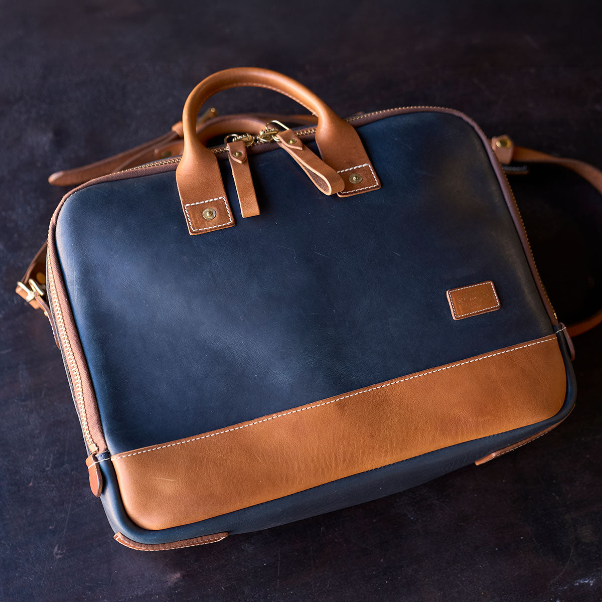 No.545 SD Briefcase | Horween® Indigo & Tan