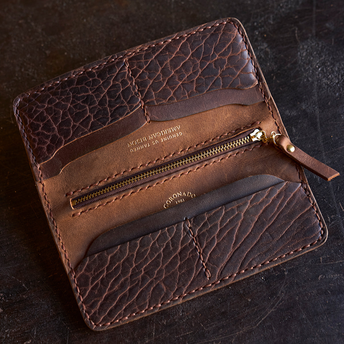 No.830 Handsewn Long Wallet | Bison Brown