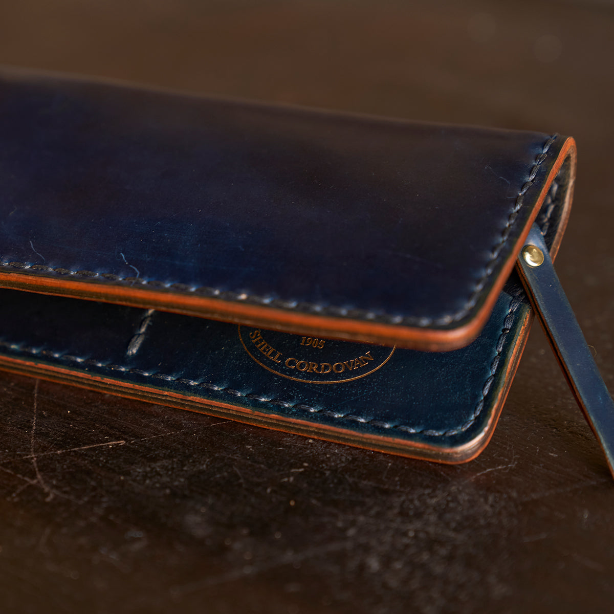 No.830 Horween® Shell Cordovan Long Wallet | Navy