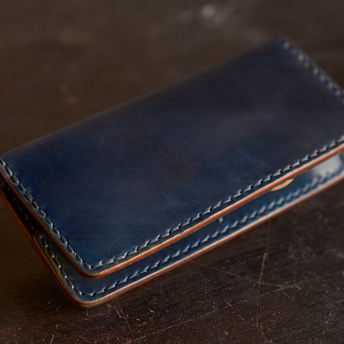 No.830 Horween® Shell Cordovan Long Wallet | Navy