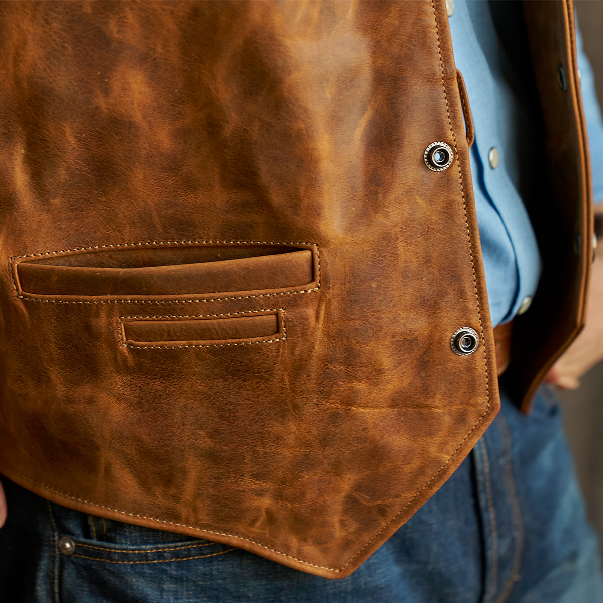 No.39 Indy Bison Ranchers Vest | Saddle Tan