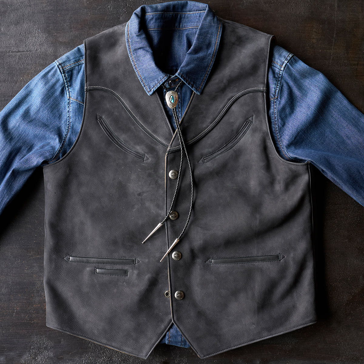 No.10 Braided Leather & Silver Bolo Tie