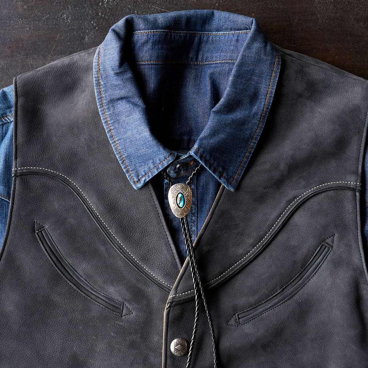 No.10 Braided Leather & Silver Bolo Tie