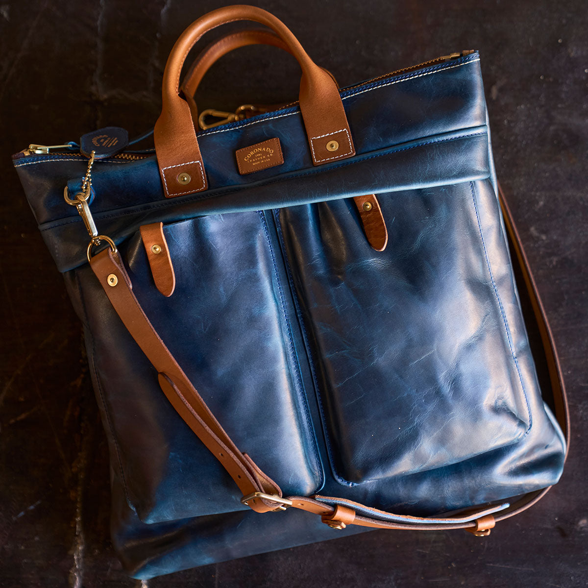 No.160 Primo Tote | Horween® Indigo & Tan