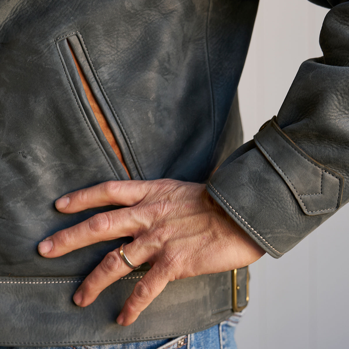 No.69 Union Jacket | Olive-Tanned Horsehide (Charcoal)
