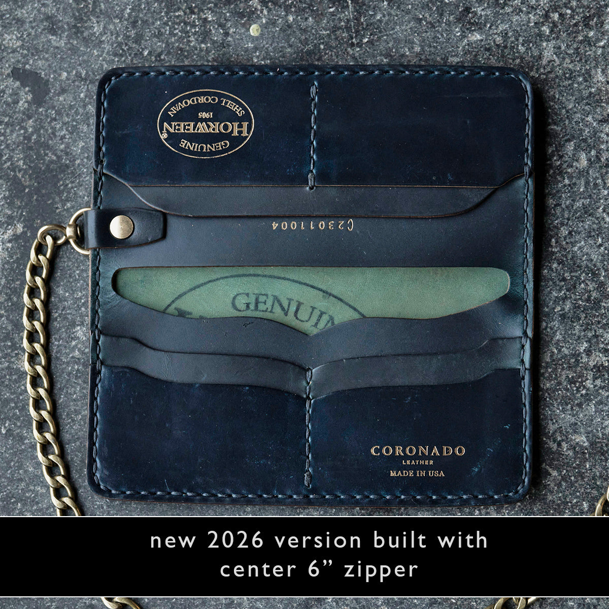 No.830 Horween® Shell Cordovan Long Wallet | Navy