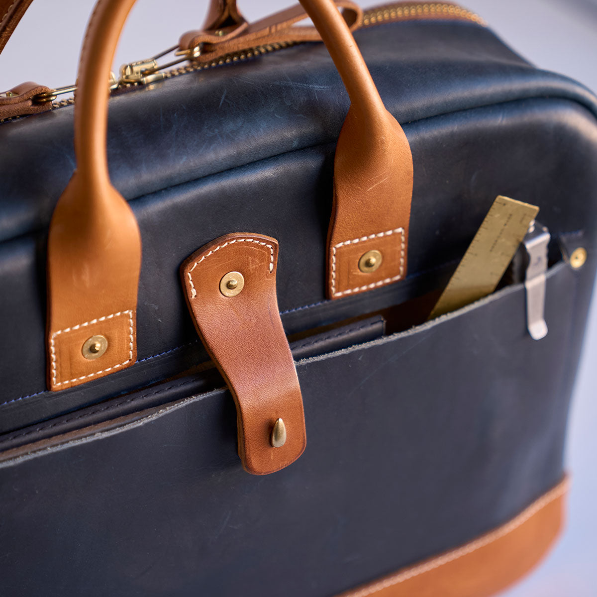 No.545 SD Briefcase | Horween® Indigo & Tan