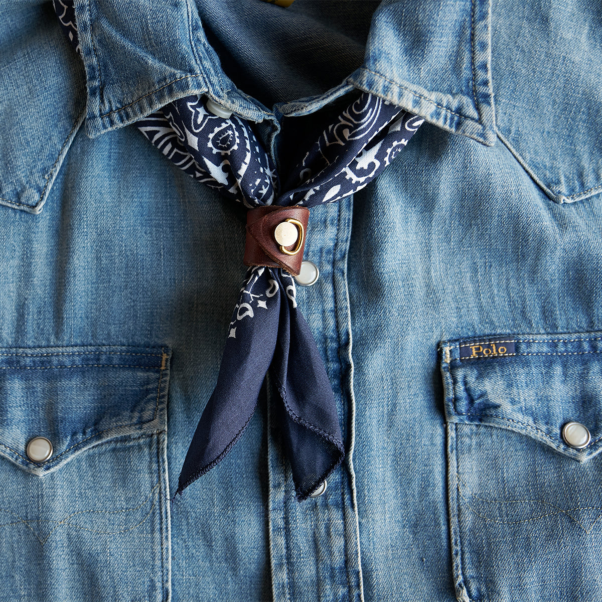 No.831 Bandana & Leather Keeper | Stone-Washed