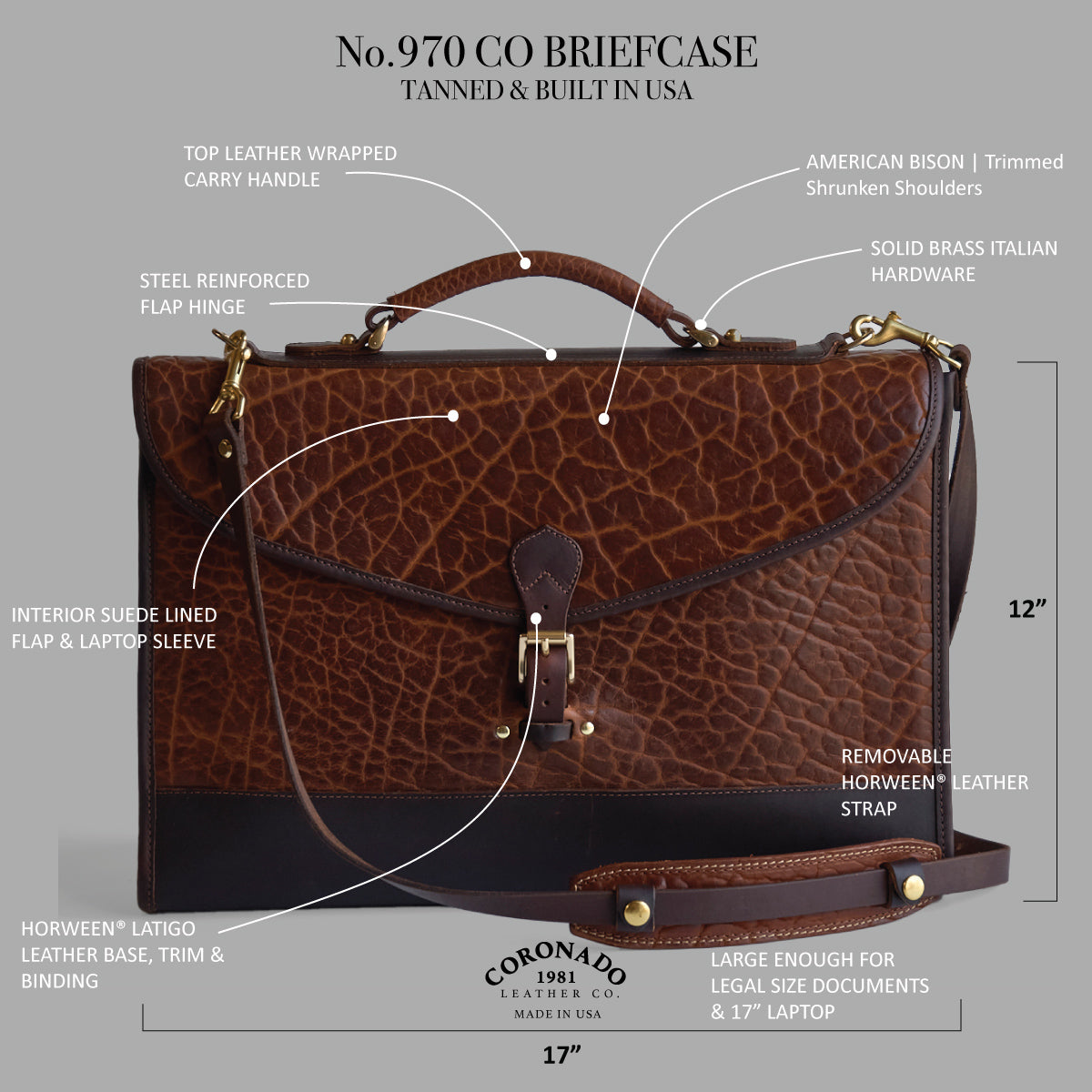 No.970 CO Executive Briefcase | Bison Walnut