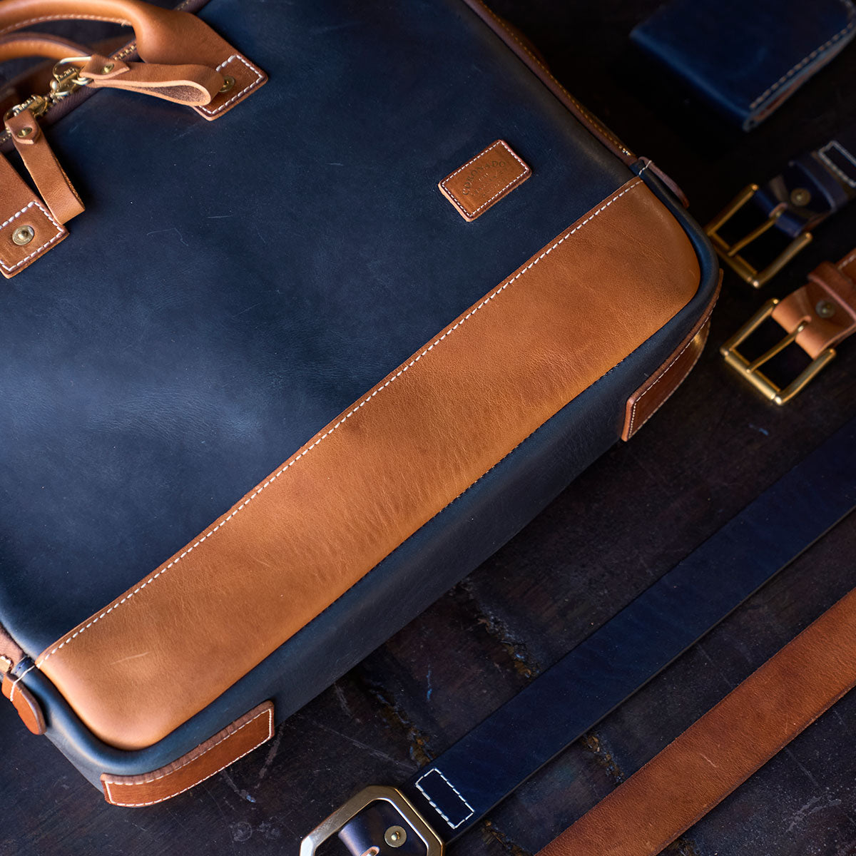 No.545 SD Briefcase | Horween® Indigo & Tan