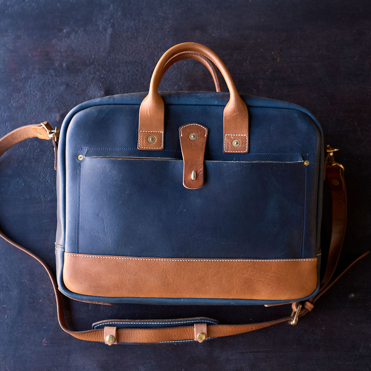 No.545 SD Briefcase | Horween® Indigo & Tan